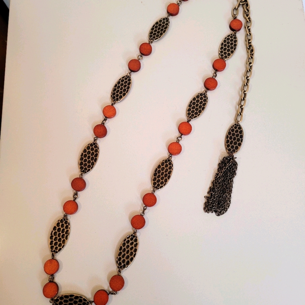 Brass Chain Link w/Wooden Circles Belt, M